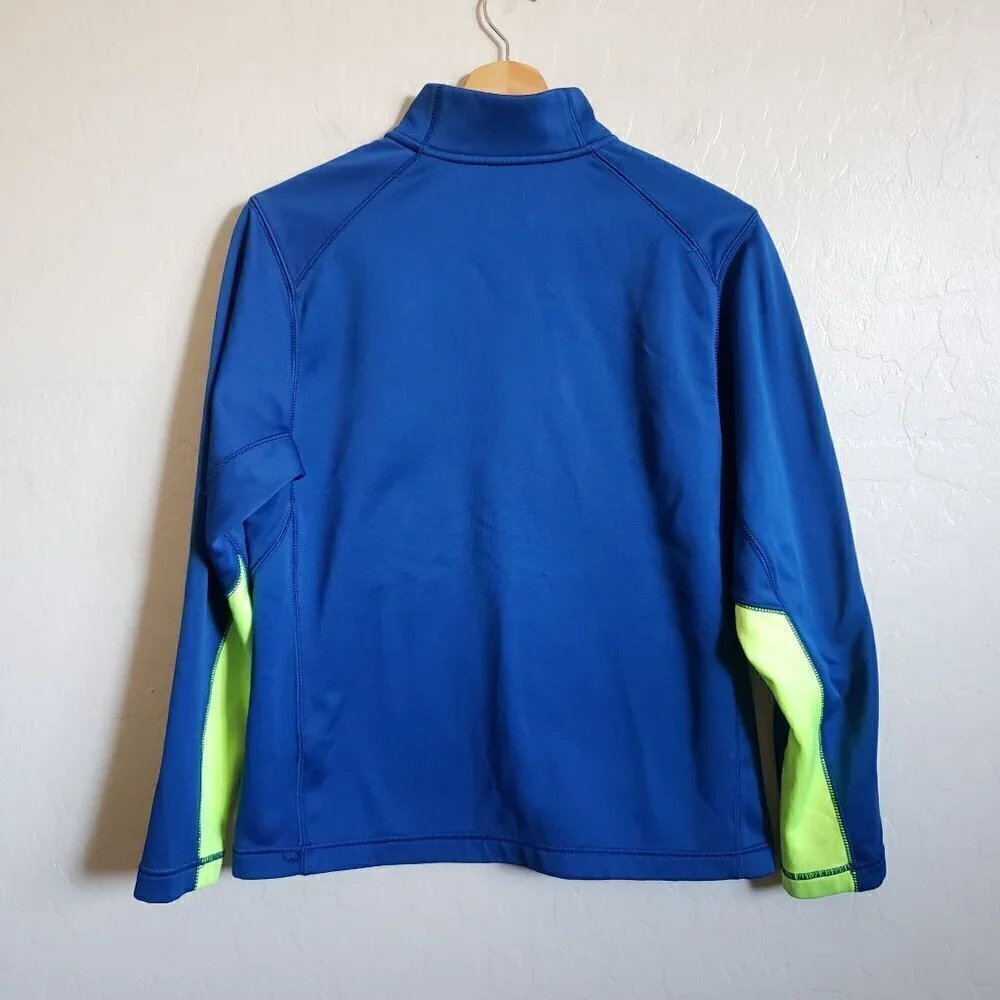 Nike Therma-Fit Neon 1/4 Zip Fleece Pullover Sweater Mock Neck Blue Size Kids XL